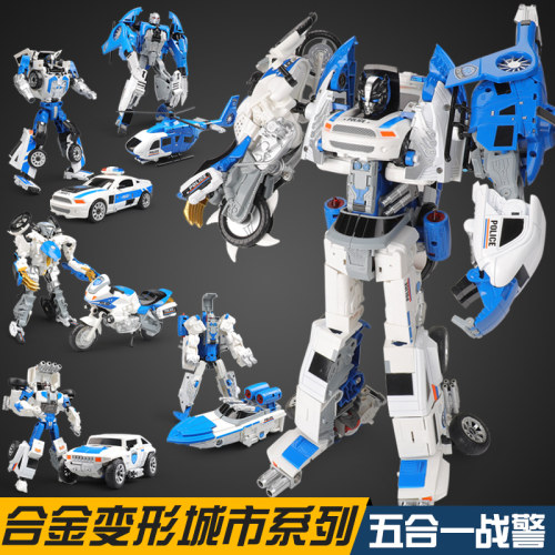 男孩合金变形玩具正版模型警车