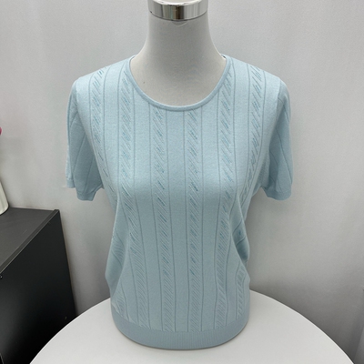 妈妈装冰丝针织短袖女夏季中老年女装桑蚕丝上衣宽松大码薄款t恤