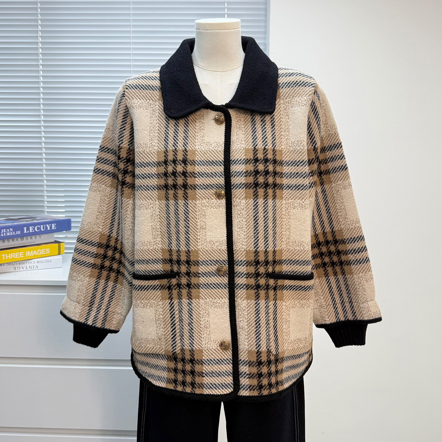 妈妈装秋冬季格子外套衣女中老年时尚女装针织毛衣宽松大码上衣服