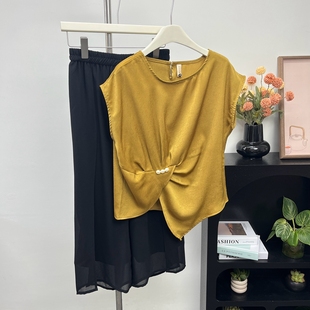 裙新款 中年媽媽裝 中老年女高端洋氣兩件套衣服 褲 套裝 氣質(zhì)短袖 夏季