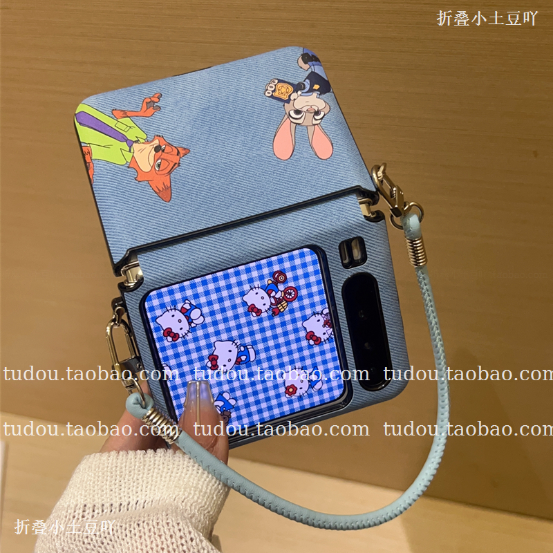 新品牛仔兔子警官适用华为purax手机壳全包mix折叠屏保护外壳magicvflip2手提挂绳novaflips斜挎防摔男女款
