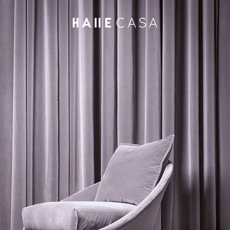 轻奢北欧天鹅绒莫兰迪色莫奈印象紫浅紫色淡紫色卧室客厅丝绒窗帘