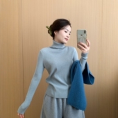 套头毛衣气质款 此外 百搭 新款 长袖 高领纯色针织打底衫 女2025冬季