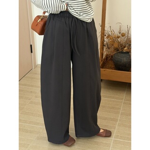 绑带松紧腰鱼骨休闲裤 随性长裤 女2026春季 遮肉弯刀裤 潮 新款 此外