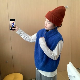 宽松叠穿马夹减龄款 新款 立领双拉链纯色毛绒马甲女2025冬季 此外