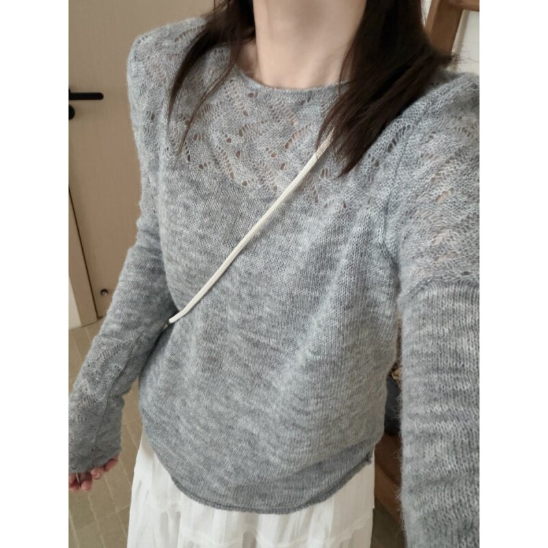 此外 糖果色镂空设计感针织衫女2026春季新款长袖打底衫薄款毛衣