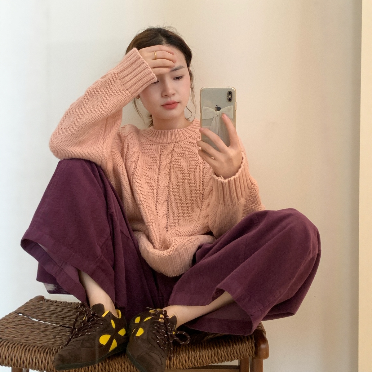 此外慵懒风粗麻花针织衫女