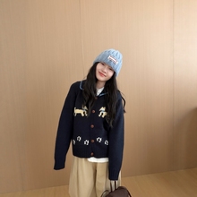 此外 提花翻领加厚毛衣外套女2025秋季新款直筒遮肉韩版针织开衫