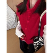 立领纯色针织短袖 女2026春季 新款 此外 叠穿设计感韩版 上衣毛衣潮