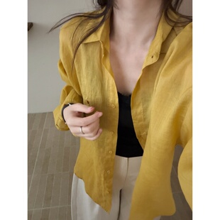 苎麻翻领薄款 多巴胺衬衣防晒衫 衬衫 新款 外套上衣 女2026春季 此外