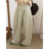 松紧腰韩系阔腿慵懒休闲长裤 女2026春季 新款 此外 遮肉显瘦牛仔裤