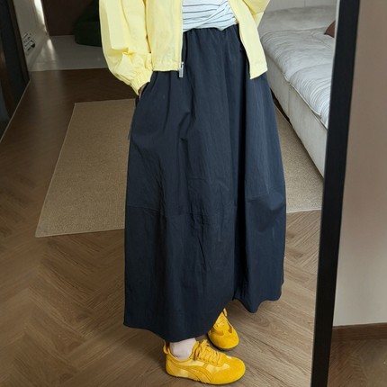 此外此外韩系简约纯色半身裙女2025春夏季新款高腰显瘦百搭A字裙