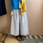 休闲减龄裤 此外 子 新款 加厚运动裤 加厚毛呢阔腿八分裤 女2025冬季