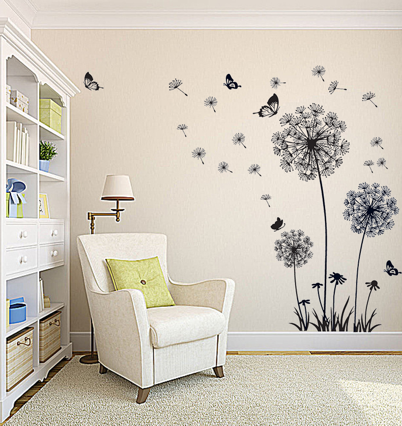 蒲公英墙贴纸电视背景墙壁画墙上装饰画自粘贴画床头墙面隔断贴花