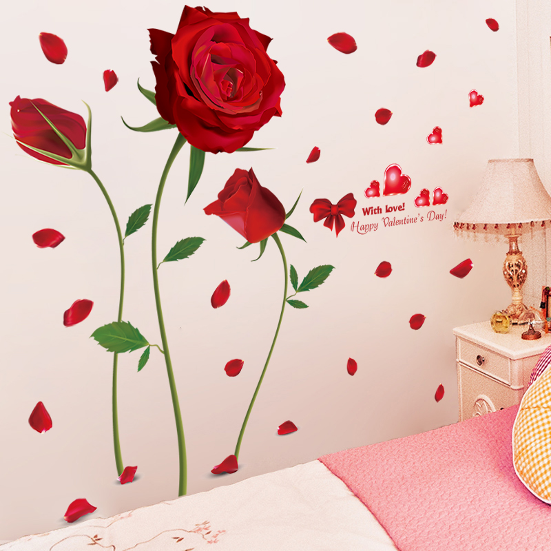 主卧室温馨画墙贴纸装饰图案墙面简约现代遮丑柜子补洞贴小号贴花图片