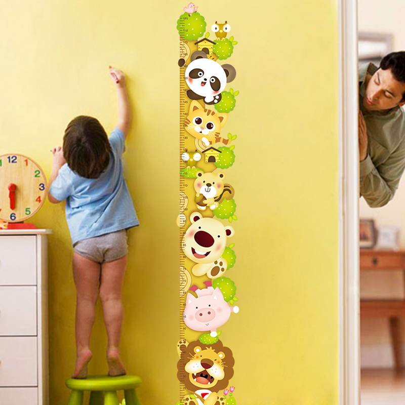 儿童房间测量卡通动物身高贴墙贴纸遮丑一整张墙面门框装饰画墙纸图片