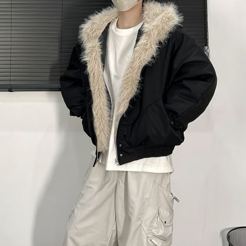 2026秋冬季新款美式座山雕毛领加绒加厚棉服男女夹克冬季工装外套