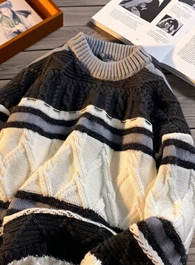 秋冬加厚毛衣男韩版潮流宽松日系针织衫冬季ins港风慵懒线衣外套