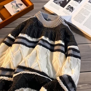 秋冬加厚毛衣男韩版潮流宽松日系针织衫冬季ins港风慵懒线衣外套