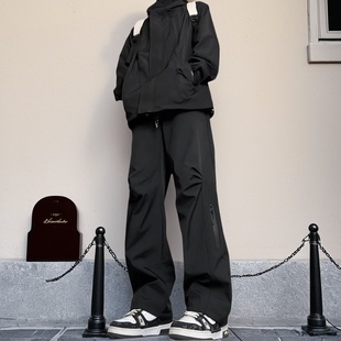 长裤 男士 潮牌抽绳工装 裤 子 2026春秋新款 户外速干运动登山裤 冲锋裤