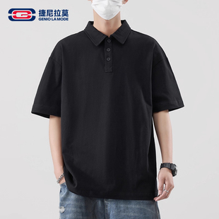 美式 GENIOLAMODE纯棉重磅短袖 夏季 男款 宽松休闲高级感百搭 polo衫