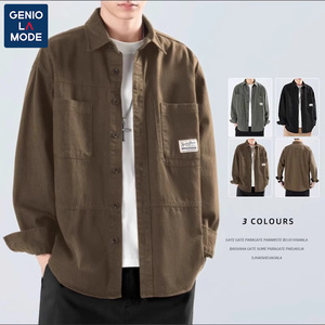 森马集团GENIOLAMODE美式复古工装衬衫夹克男士春秋新款宽松外套