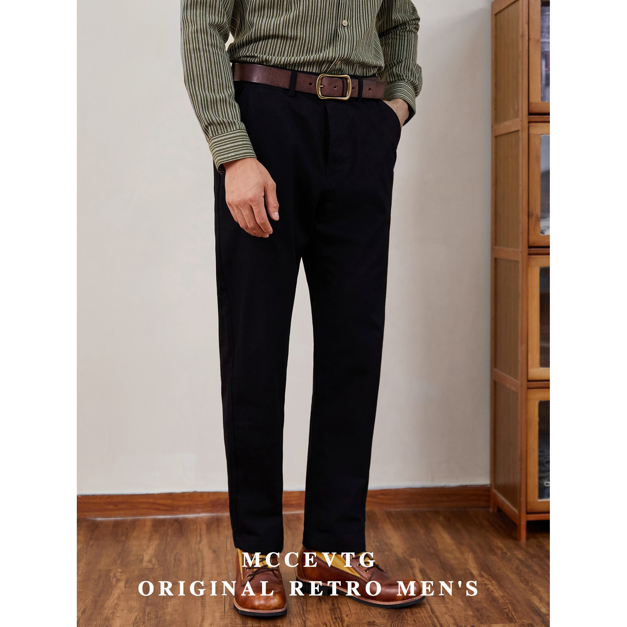 MCCEVTG鱼骨纹工装裤男复古直筒