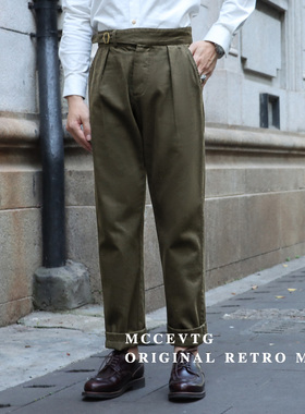 【断码福利】Chino高腰西裤男美式复古廓尔格军裤绿色休闲工装裤