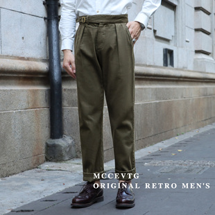 男美式 Chino高腰西裤 复古廓尔格军裤 绿色休闲工装 MCCEVTG 裤 厚款