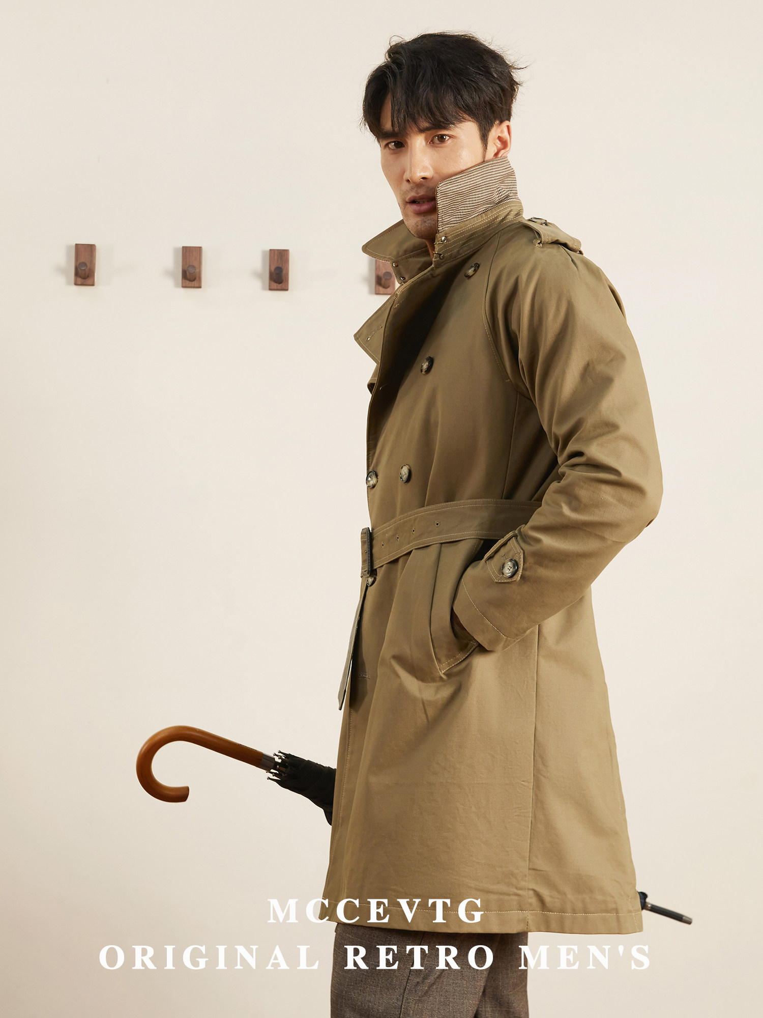 MCCEVTG GERMAN COTTON GABARDINE TRENCH COAT MENS BRITISH STYLE SUIT MID-LENGTH GERMAN COAT MEN