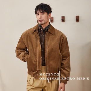灯芯绒外套男翻领休闲垫肩空军飞行员夹克潮 复古短款 MCCEVTG 美式