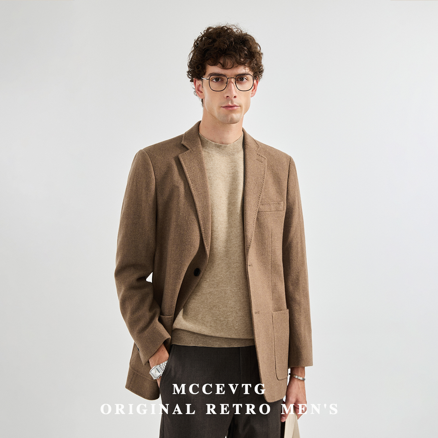 意式绅士粗花呢纯羊毛西装