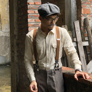 松紧背带夹 西裤 MCCEVTG复古六夹背带男英伦绅士弹力大吊裤 带男式