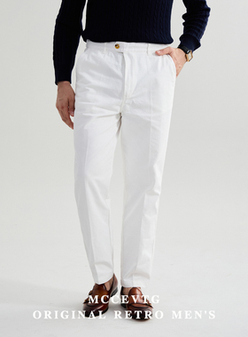 MCCEVTG美式纯棉CHINO休闲裤男加厚直筒复古青年商务白色西裤春秋