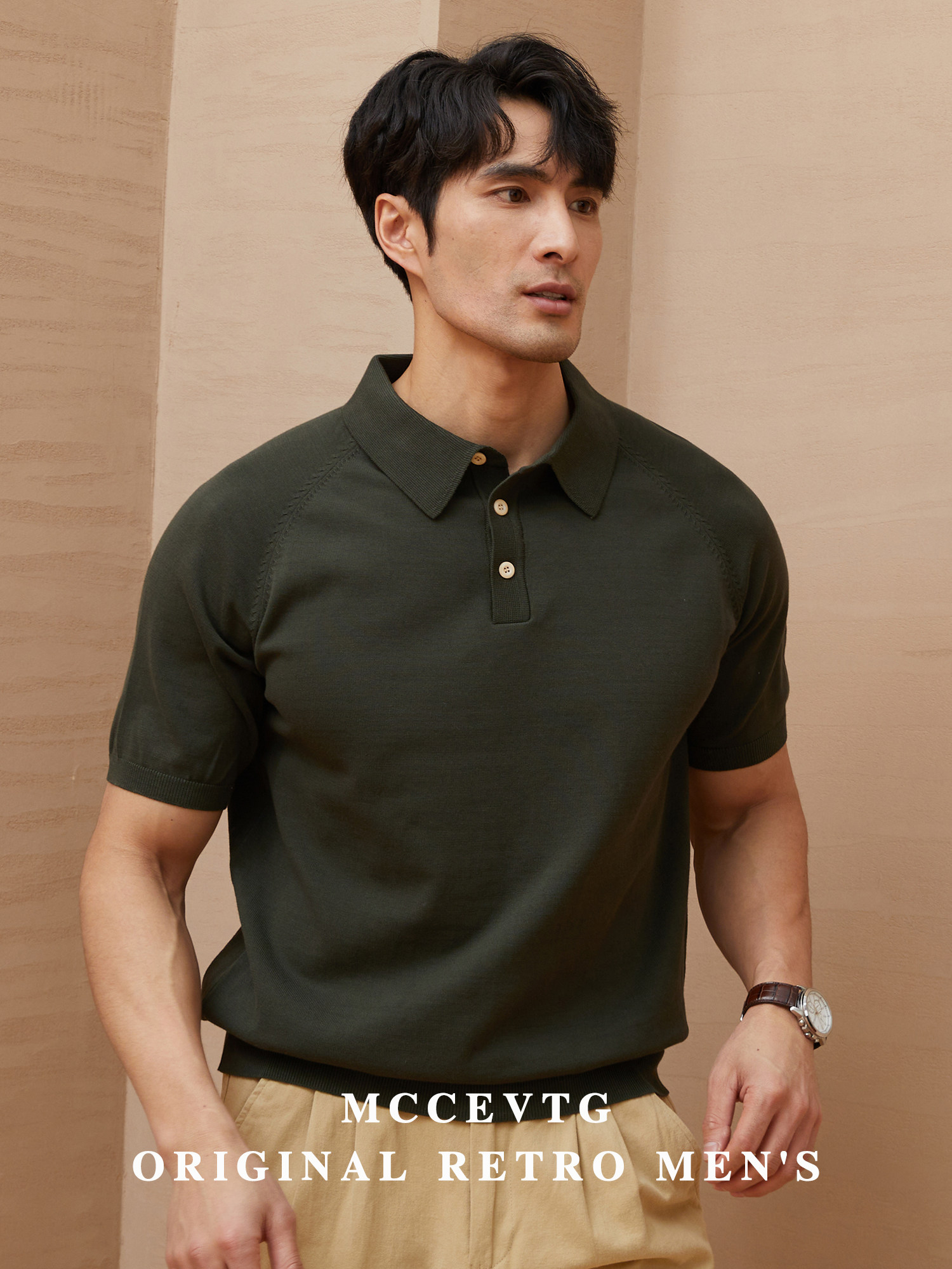 MCCEVTG ITALIAN POLO POLO SHIRT MENS KNITTED T-SHIRT ARAMCO KA AMERICAN RETRO LAPEL SHORT SLEEVE SUMMER