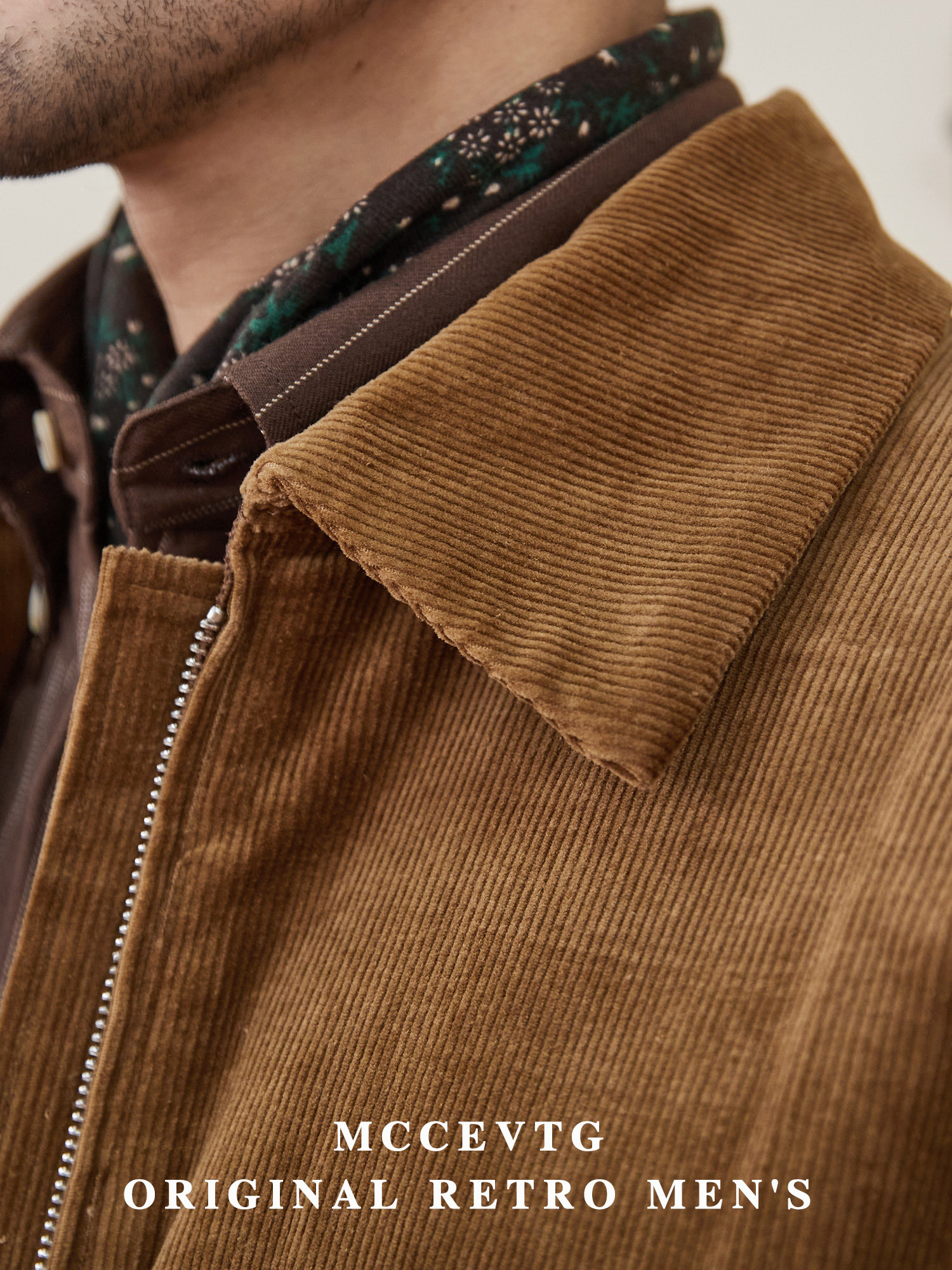 MCCEVTG AMERICAN RETRO SHORT CORDUROY JACKET MENS LAPEL CASUAL SHOULDER PADS AIR FORCE PILOT JACKET TIDE