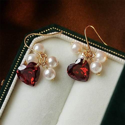 铜合金法式温婉微镶满钻耳环