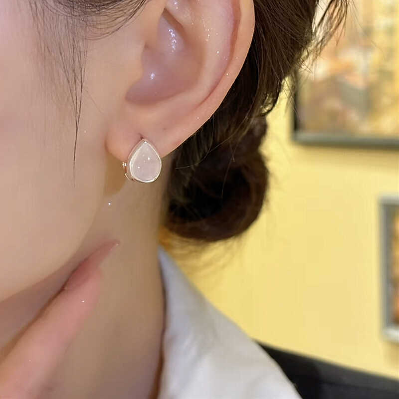 双面水滴耳扣2024新款银色ins风