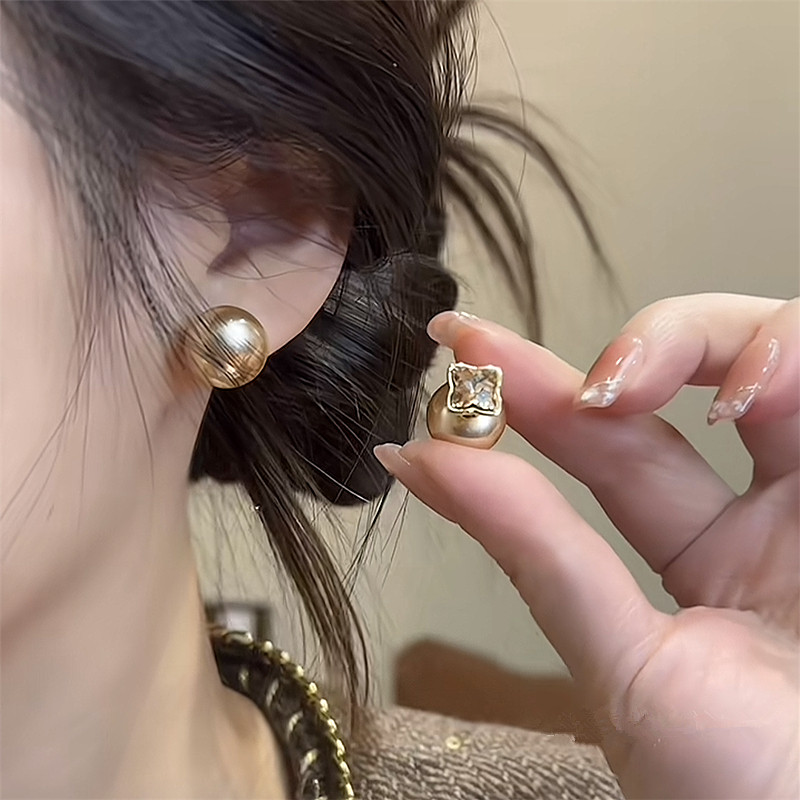 新款925银针复古香槟色多戴式锆石四芒星珍珠耳钉简约中式气质女,饰品/流行首饰/时尚饰品新,耳环,淘宝优惠券,粉丝福利购,淘宝优惠卷