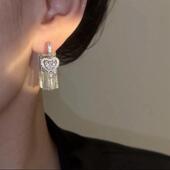 铜合金合成锆石耳饰名媛风爱心流苏耳饰前后一款 两戴耳饰精致女