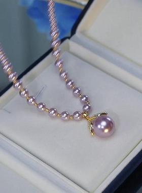 超仙设计感紫色珠珠锁骨链