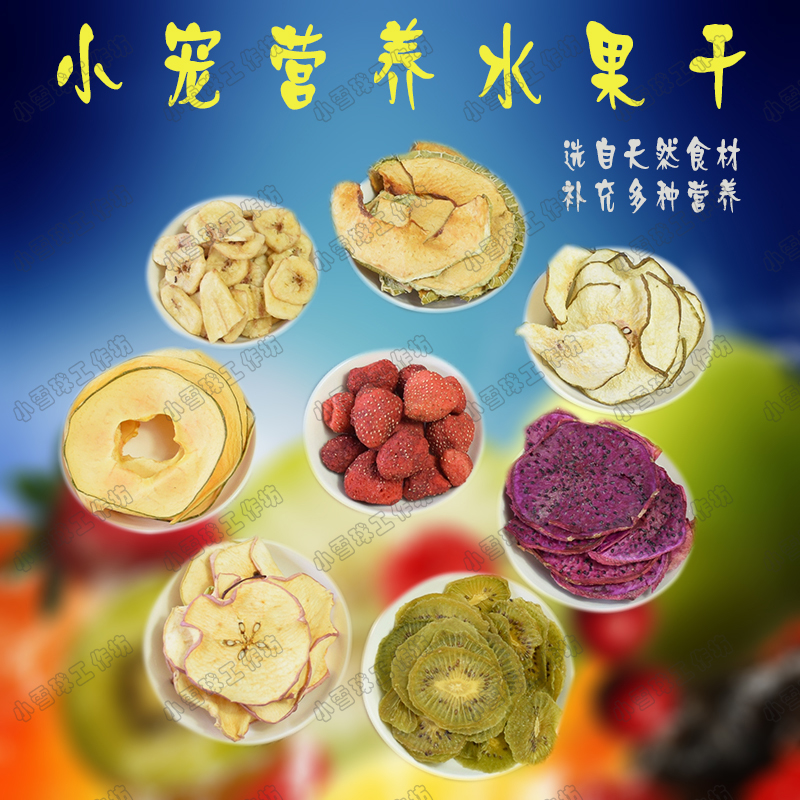 满38包邮自制仓鼠熊零食花枝鼠龙猫水果干木瓜火龙果苹果雪梨干