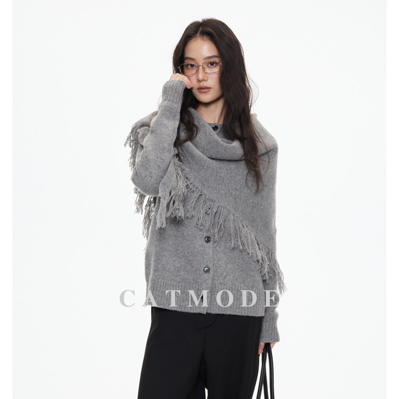 流苏围巾披肩羊毛针织衫女