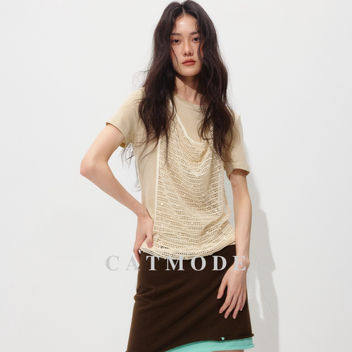 LION&CAT复古镂空两件套短袖