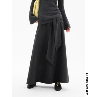 LIONCAT高级感显瘦百搭时尚腰绑带半身裙女