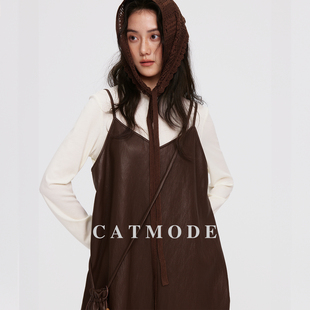 LION&CAT轻熟复古风简约时尚吊带连衣裙两件套百搭女士