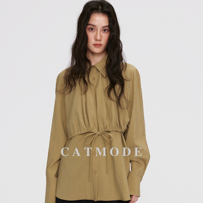 莱赛尔褶皱系带透气亲肤衬衫