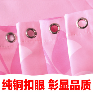 加厚环保防水防霉涤纶布浴帘不透挡光防飘粉色叶子窗帘仓库遮盖帘