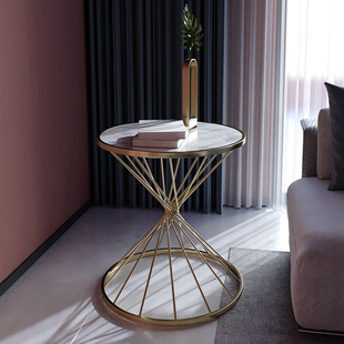 轻奢角桌大理石边桌客厅沙发边桌阳台小圆桌床头柜创意斯堪的纳维