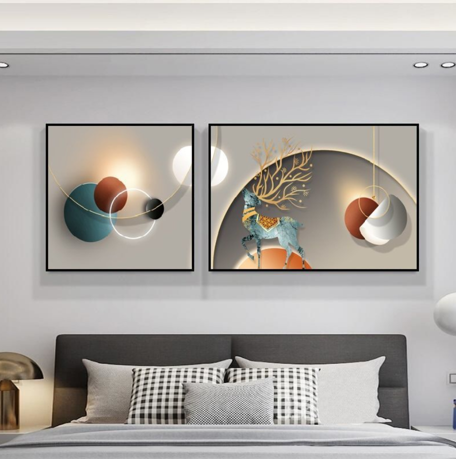 主卧宾馆房间墙面温馨挂画